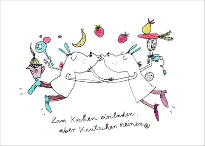 Produktbild von Postkarte Karindrawings "Zum Kochen einladen, aber Knutschen meinen."