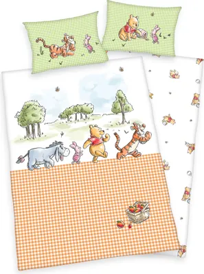 Produktbild von Disney Winnie the Pooh Baby Bettwäsche 40x60 + 100x135cm, 100% Baumwolle