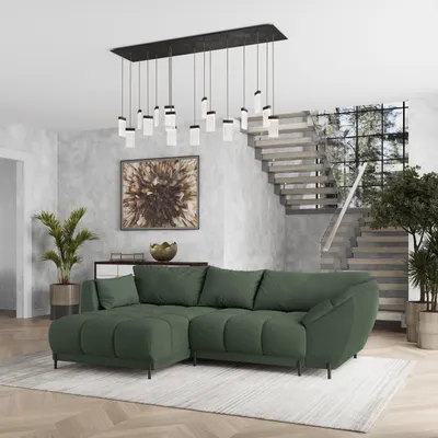 Produktbild von Masseno Ecksofa VESTANO L-S mit Schlaffunktion L-Form, Sofa mit Bettkasten, Wohnzimmersofa, Couch, Soffa, Bettsofa, Couchgarnitur- Grün, QUELLE 37