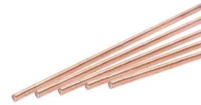 Zdjęcie produktu dla 5 sztuk solidnych, okrągłych prętów miedzianych, o średnicy 1,2 mm i długości 250 mm, idealnych do projektów DIY