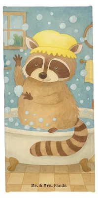 Produktbild von Mr. & Mrs. Panda Handtuch Waschbär Design - Weiß - Geschenk, sporthandtuch, Fröhlich, Seifenblasen, Lustige Sprüche, Strandtuch, Waschen, Tagträumen, Badhandtuch, Plan