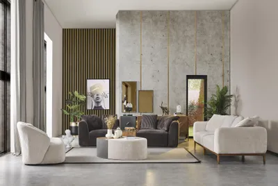 Produktbild von Sofagarnitur Sofa Stoff Sofas Modern Wohnzimmer Weiß 3tlg Polyester