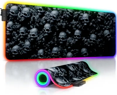 Produktbild von Titanwolf RGB Gaming Mauspad, Mousepad XL 800 x 300mm verbessert Präzision & Geschwindigkeit, Skulls