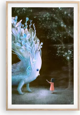 Produktbild von Gerahmtes Poster - Rahmen in heller Eiche - Monster Kind Fee - 61x91,5 cm - Wand Bild - Wanddeko - Wandbilder - Kunstposter - Wandposter - Bilderrahmen - Bilder - Kunstdruck - P2NPA61x91-4712