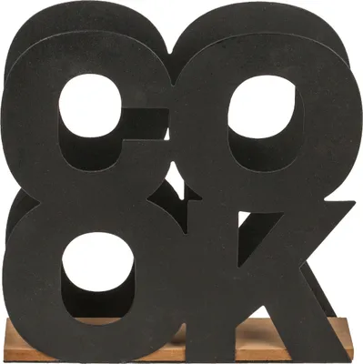 Immagine prodotto di Portatovaglioli in metallo nero, Cook, con base in legno, circa 16,5 x 4 x 16,5 cm