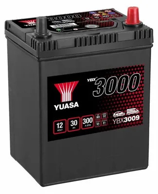 Obrázek produktu pro Yuasa 12v 30ah/300a Ybx3000 Smf P+ s tenkou svorkou pro japonská vozidla B00 Startovací autobaterie Jedna velikost