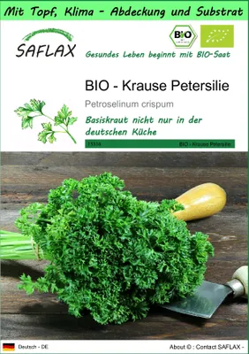 Produktbild von SAFLAX Garden to go - BIO - Krause Petersilie - Petroselinum crispum - 800 Samen - Mit Topf, Klima - Deckel und Anzuchtsubstrat