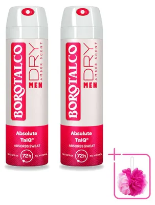 Imagen del producto de 2 aerosoles desodorantes Borotalco Men Amber, 150 ml, pack ahorro, 2 unidades