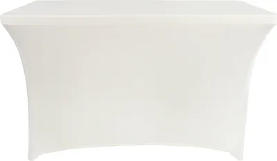 Produktbild von 183 x 74 x 76 cm Weiß Fitted Polyester Tischdecke Rechteckige Stretch Tischdecke Bankett Party Show