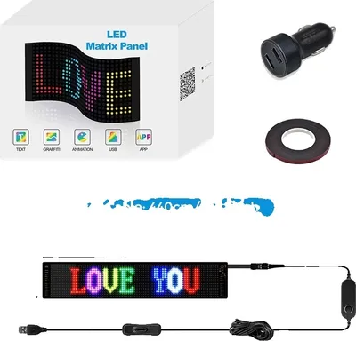 Obrázek produktu pro Programovatelný LED displej, flexibilní USB nápis, ovládaný aplikací, 12x48cm 16x64LED, 6-10W
