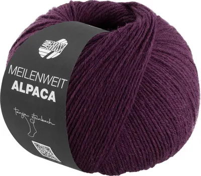 Produktbild von Lana Grossa MEILENWEIT 150 g ALPACA UNI strapazierfähige und warme 6-fach Sockenwolle 390 m Farbe 1007 - Dunkelbordeaux