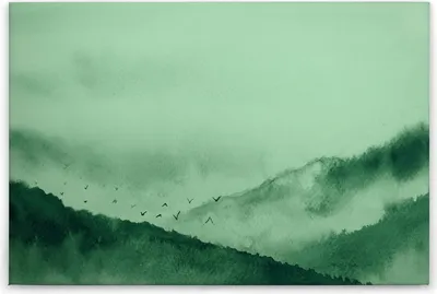 Produktbild von Leinwandbild Landschaften 60 x 90 cm - Wandbild Wald Grün - Keilrahmen Wohnzimmerdeko Wanddeko Wandgemälde