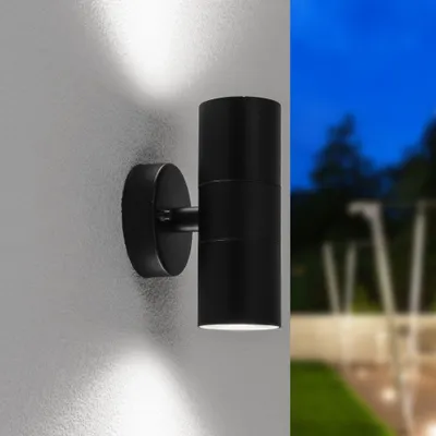Image de HOFTRONIC - Applique murale LED 8W 690lm GU10 6500K IP44 Noir Dimmable Up and Down