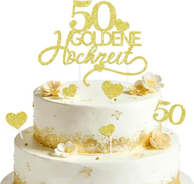 Immagine prodotto di Decorazioni per torta per il 50° anniversario di matrimonio, set di 7 pezzi. Decorazioni per torta a tema "50° anniversario"