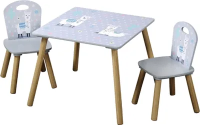 Produktbild von Kesper | Kindertisch Set mit 2 Stühlen | Material: Faserplatte/Holz | Farbe: Alpaka Grau