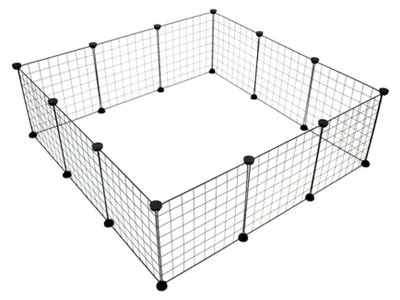 Obrázok produktu pre Duvo+ Modulárny výbeh pre malé zvieratá, čierny, rozmery: 107 x 107 x 35 cm