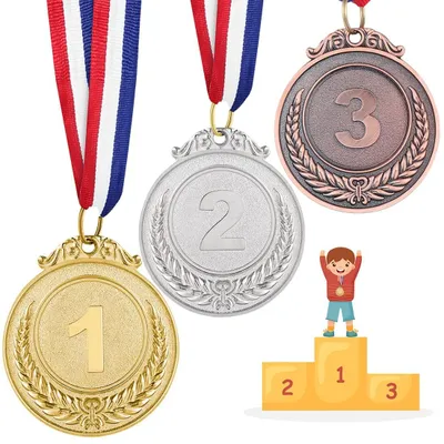 Produktbild von Omgoods – Set mit 3 Medaillen in Gold, Silber und Bronze für Gewinner