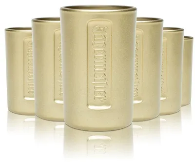 Produktbild von 6x Jägermeister Glas Shot Stamper 2cl Gold Schnapsglas Kräuterlikör Kurze Gläser