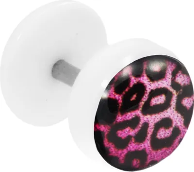 Produktbild von Fake Plug Ohrstecker mit Motiv Leopard pink