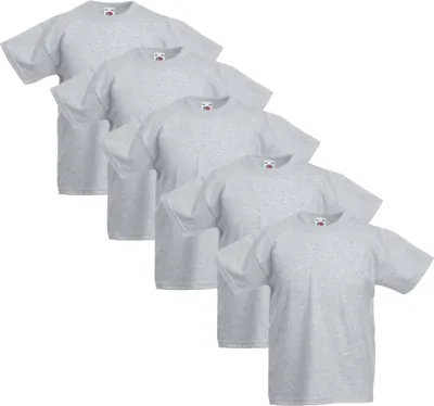 Produktbild von Fruit of the Loom Kinder-T-Shirt Original 5 Stk. Grau Größe 128