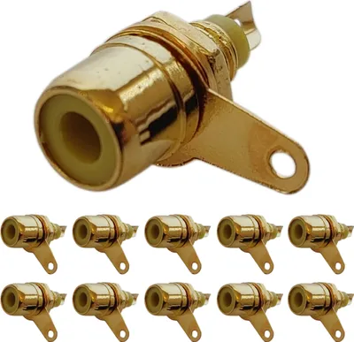 Produktbild von 10x Cinch Einbaubuchse vergoldet Gelb Schraubbar Audio Video Kupplung RCA female