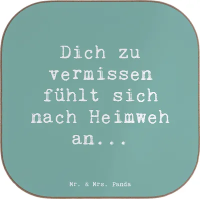 Produktbild von Mr. & Mrs. Panda Untersetzer für Gläser Spruch Heimweh Sehnsucht - Meeresbrise - Geschenk, Holzuntersetzer, Getränkeuntersetzer, Motivation, Stimmungen, Verbundenheit