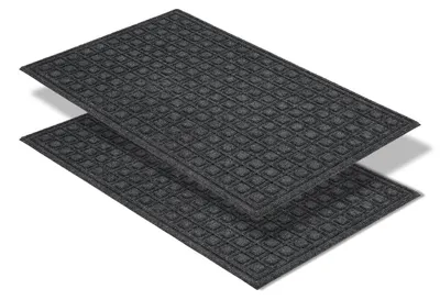 Image de Paillasson extérieur - Antidérapant - Gris - 45 x 75 cm - Lot de 2