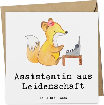 Produktbild von Mr. & Mrs. Panda Grußkarte Assistentin Leidenschaft - Weiß - Geschenk, Klappkarte, Glückwunschkarte, faltkarte, anlasskarte, doppelkarte