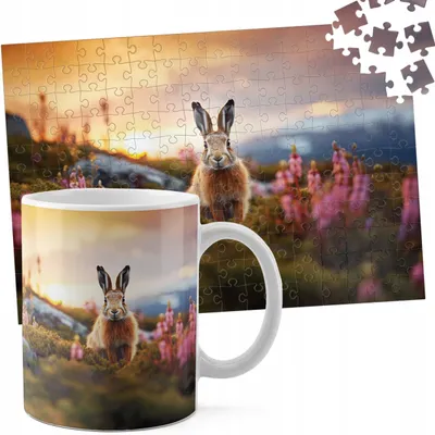 Produktbild von Zestaw Kubek + Puzzle 110El - Zwierzęta Królik