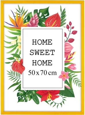 Obrázok produktu pre MG Design rám na obrazy 50 x 70 cm - farba žltá, z dreva, s akrylovým sklom - na vertikálne alebo horizontálne zavesenie/stojan, na fotografie