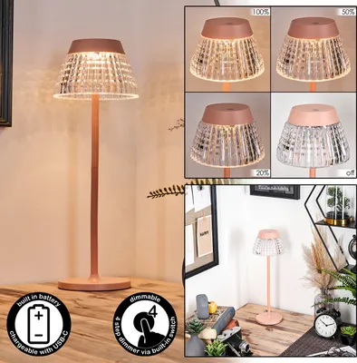 Produktbild von Cosenza Tischlampe dimmbar aus Metall/Kunststoff in Rosa/Klar