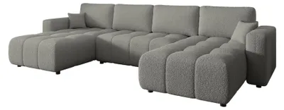 Produktbild von ZARA Wohnlandschaft U Form Ecksofa mit Schlaffunktion Bettkasten Hellgrau