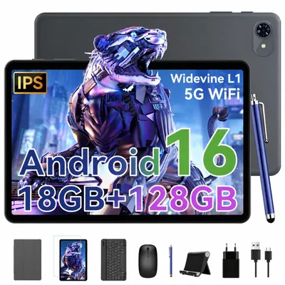 Produktbild von T80s Android 16 Tablet 10 Zoll, 6GB RAM + 128GB ROM, 5G WiFi, Gemini Al,6000mAh. Perfekt für Gaming mit Dual-Kamera, BT5.0, O1TG&Type-C.