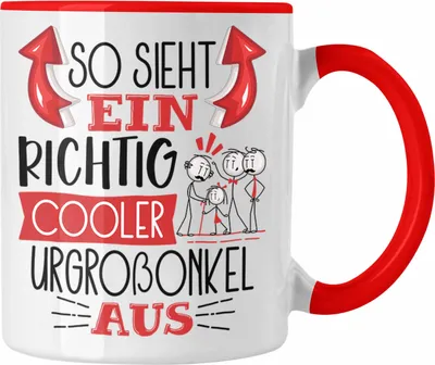 Produktbild von Trendation - Urgroßonkel Tasse Geschenk So Sieht Ein RIchtig Cooler Urgroßonkel Aus Geschenkidee Lustiger Spruch Geburtstag Becher Kaffeetasse (Rot)
