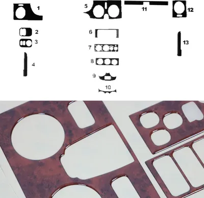 Image de Décor intérieur Cockpit pour Renault Kangoo 1998-2008 optique bois de racine 13pcs