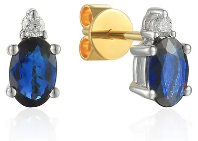 Produktbild von 585er Gelbgold Ohrstecker Saphir 1,20ct./ Diamanten zus. 0,06ct.