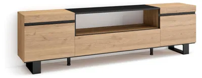 TV-Kasten 200x57x35 cm, für TVs bis 80 Zoll, Eiche/Schwarz