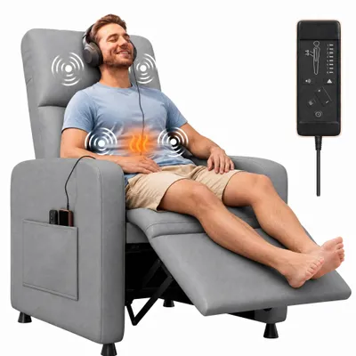 Produktbild von Fernsehsessel Elektrisch Grau mit liegefunktion, Elektrischer Relaxsessel mit Massage, TV Sessel Elektrisch, Liegesessel 90°–150° verstellbar, Wohnzim