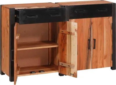 Produktbild von vidaXL Sideboard 2 pcs Braun 110 x 30 x 75 cm Massivholz Akazie