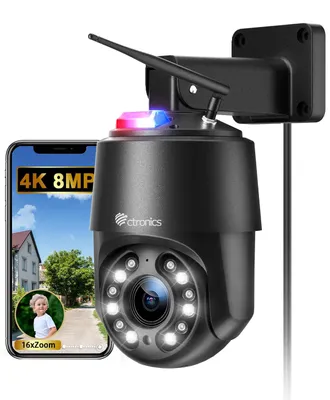 Imagen del producto de Cámara de seguridad para exteriores, 4K, 8 megapíxeles, zoom óptico de 16x, resistente al agua