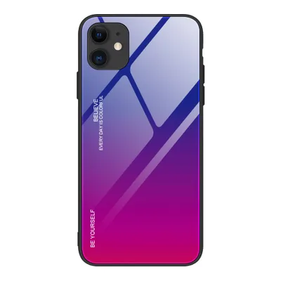 Obrázek produktu pro Odolné skleněné pouzdro s gradientním sklem pro iPhone 12 Pro / iPhone 12, růžové / fialové