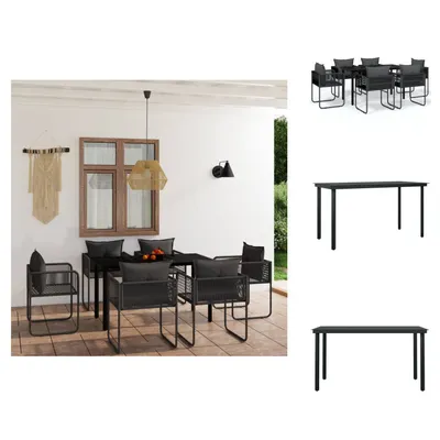 Produktbild von vidaXL 7-tlg. Garten-Essgruppe Schwarz -  Gartenmöbel-Sets
