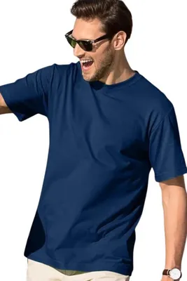 Produktbild von Herren-T-Shirt für den Sommer, 100% Baumwolle, unbedruckt, einfarbig, 145g/m2, Farbe Mitternachtsblau, Größe M