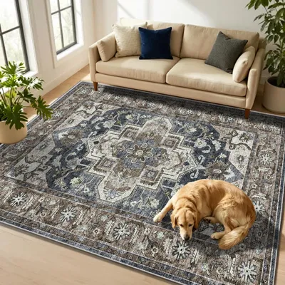 Productafbeelding van Kortpolig vloerkleed, antislip, 80x120 cm, geschikt voor hal en keuken