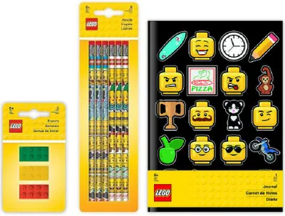 Produktbild von LEGO Schreib-Set – Notizbuch A5 + 6 Bleistifte & 3 Radiergummis ab 6 Jahren