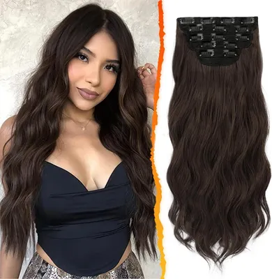 Produktbild von Clip in Extensions Lange Wellige Haarverlängerungen - 5-teiliges Set, 45 cm, Dunkelbraun