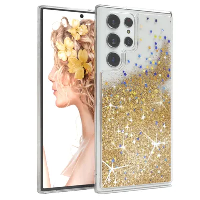Produktbild von EAZY CASE - Glitzer Hülle kompatibel mit  Samsung Galaxy S22 Ultra 5G Glitzer Schutzhülle, Soft Case, Backcover Transparent mit Motiv
