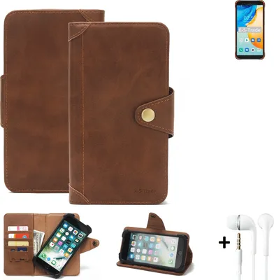 Produktbild von K-S-Trade Handyhülle Schutzhülle kompatibel mit Blackview BV4900 Pro  Walletcase Bookstyle Schutz Case Hülle Wallet Flipcase Cover PolyurethanBraun inkl.