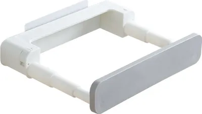 Immagine prodotto di Scaffale estraibile per bagno – autoadesivo – 25 x 20 x 5 cm – bianco/grigio – portasciugamani – organizer da bagno – salvaspazio