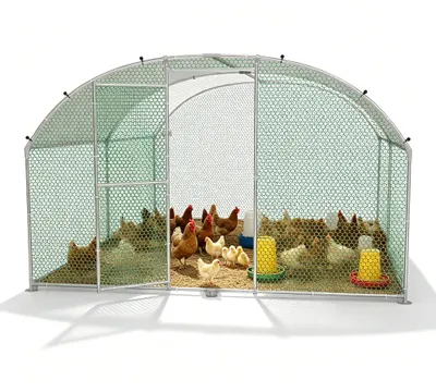 Obrázok produktu pre NAIZY – Klietka pre drobné zvieratá, rozmery 3x4 metre, vhodné na celoročné používanie, s PE krytom, oblúkovou strechou odolnou voči snehu a vode, bezpečné prostredie pre slepice a králiky